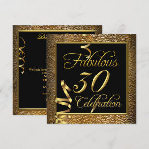 Fabulous 30-fest firande guld svart födelsedagsfes inbjudningar