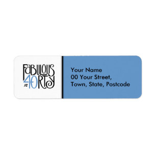Fabulous 40 Black Blue Return Address Label Returadress Etikett