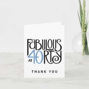 Fabulous 40 Black Blue Tackkort Card