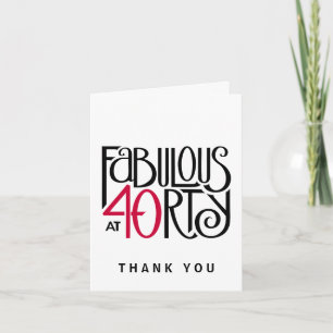 Fabulous 40 Black Red Tackkort Card