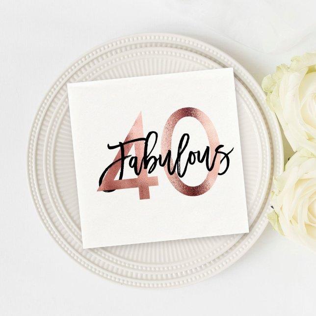 Fabulous 40:e | Den moderna Eleganten Ro Guld föde Pappersservett (Skapare uppladdad)