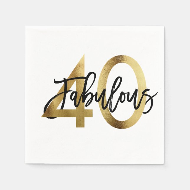 Fabulous 40:e | Den moderna Elegantens Chic Guld f Pappersservett (Framsidan)
