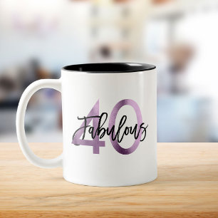 Fabulous 40:e   Modern Chic Lilac Lila Birthday Två-Tonad Mugg