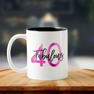 Fabulous 40:e Modern Elegant Shock rosa Birthday Två-Tonad Mugg