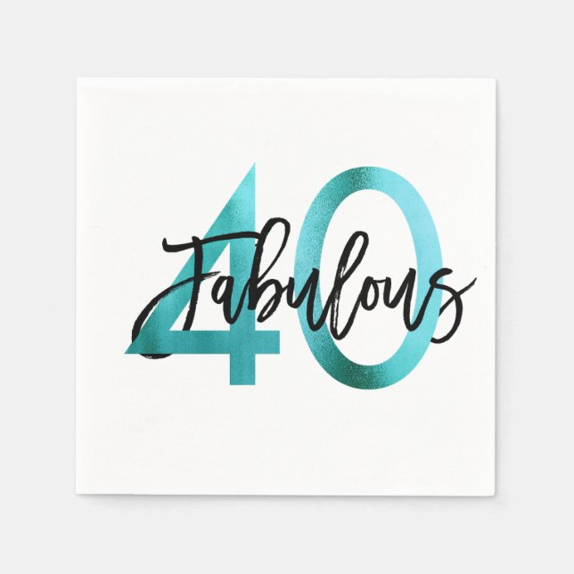 Fabulous 40:e | Modern Elegant Teal Grönt Birthday Pappersservett (Framsidan)