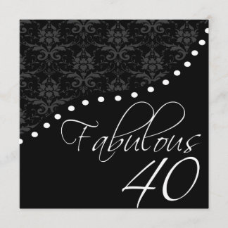 Fabulous 40 Personligs Black Födelsedagsfest Inbjudningar
