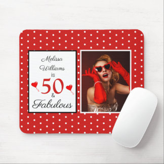 Fabulous 50 Birthday Custom Name Photo 50th W Red Musmatta