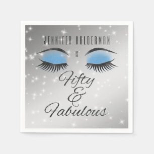 Fabulous 50 Black Blue Glam Öga Papper Napkins Pappersservett
