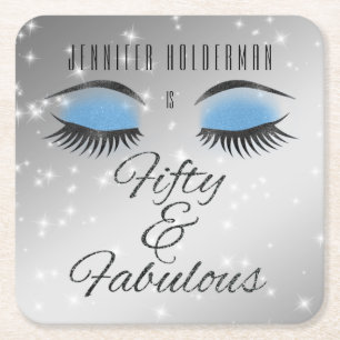 Fabulous 50 Black Blue Glam Öga Papper Underlägg