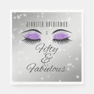Fabulous 50 Black Lila Glam Öga Napkins Pappersservett