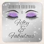 Fabulous 50 Black Lila Glam Öga Papper Underlägg<br><div class="desc">Fira femtioårsdelsstenen med den här eleganten och glamorös papper dryckesbrödare på svarta och lila. Adorberad med lila öga och diamantgnistor. Anpassa det med namn. Skapat av enbart Farmhouse Press på Zazzle.</div>