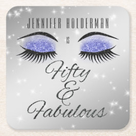 Fabulous 50 Black Periwinkle Glam Öga Underläggs Underlägg Papper Kvadrat