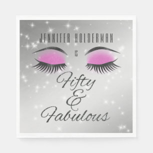 Fabulous 50 Black Rosa Glam Öga Papper Napkins Pappersservett