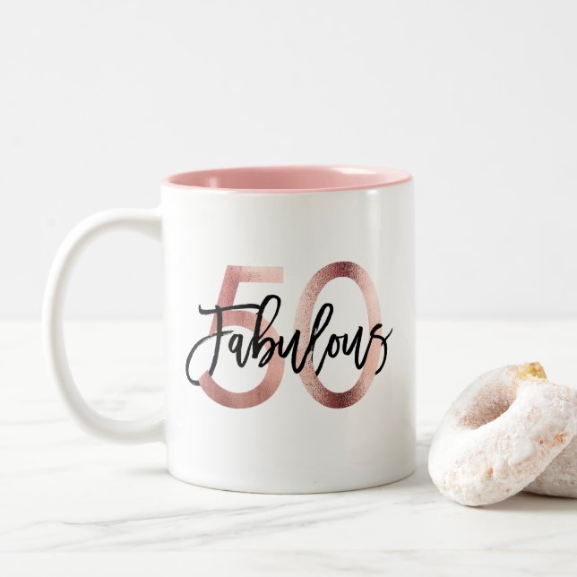 Fabulous 50:e | Den moderna Eleganten Ro Guld föde Två-Tonad Mugg (Med munk)