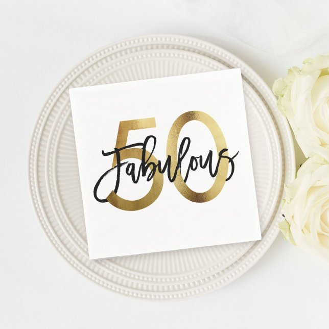 Fabulous 50:e | Den moderna Elegantens Chic Guld f Pappersservett (Skapare uppladdad)