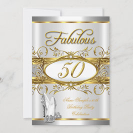 Fabulous 50:e födelsedag Guld Silver Högklackar Inbjudningar