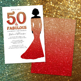 Fabulous 50:e födelsedagen Ombre Glitter Gown Inbjudningar