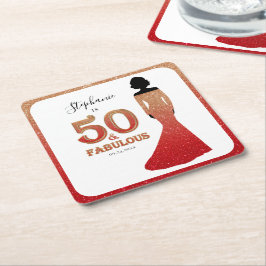 Fabulous 50:e födelsedagen Ombre Glitter Gown Underlägg Papper Kvadrat