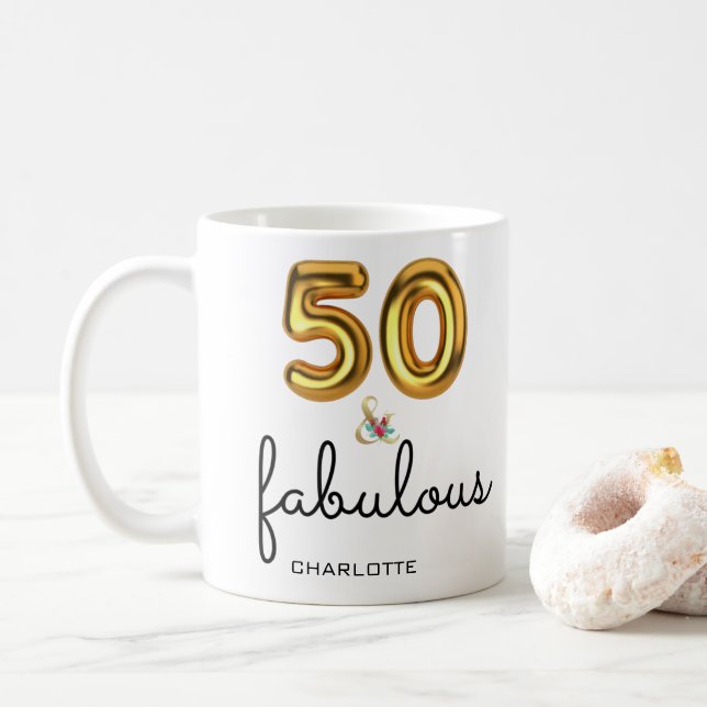 Fabulous 50:e födelsedagshälsdag Trendig för Rosa Kaffemugg (Med munk)
