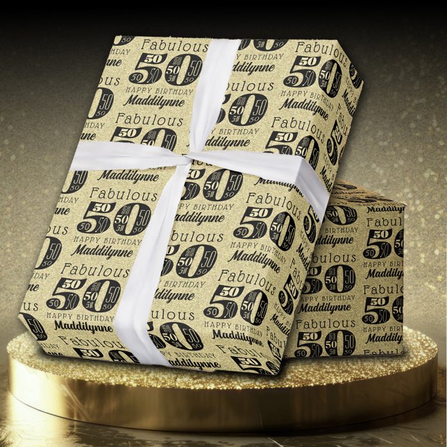 Fabulous 50:e Guld-födelsedagen Presentpapper (Skapare uppladdad)