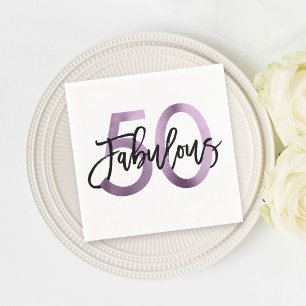 Fabulous 50:e Lila Lilac Elegant Birthday Pappersservett