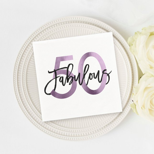 Fabulous 50:e | Lila Lilac Elegant Birthday Pappersservett (Skapare uppladdad)