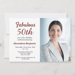 Fabulous 50:e Photo Red Födelsedagsfest inbjudan