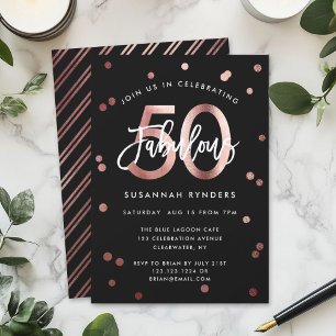 Fabulous 50 ELEGANT RO GULD FÖDELSEDAGSFEST Inbjudningar