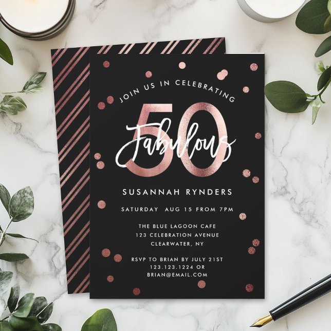 Fabulous 50 | ELEGANT RO GULD FÖDELSEDAGSFEST Inbjudningar (Skapare uppladdad)