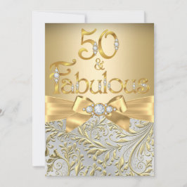 Fabulous 50 Eleganter Guld Bow Diamond Inbjudningar