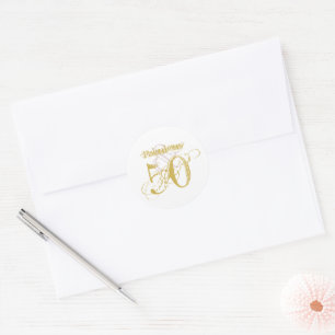 Fabulous & 50 Eleganters Guld Rosa Papper Roligt v Runt Klistermärke