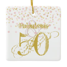 Fabulous & 50 Elegants Birthday Guld Rosa Confetti