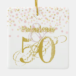 Fabulous & 50 Elegants Birthday Guld Rosa Confetti Julgransprydnad Keramik