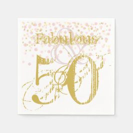 Fabulous & 50 Elegants Birthday Guld Rosa Napkins Pappersservett