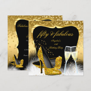 Fabulous 50 Fests Glans Champagne Glitter Klackar Inbjudningar