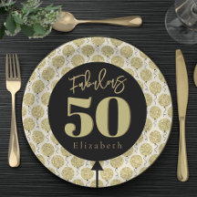 Fabulous 50 Guld Birthday Papper Plate