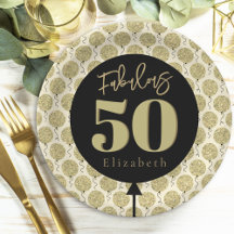 Fabulous 50 Guld Birthday Papper Plate