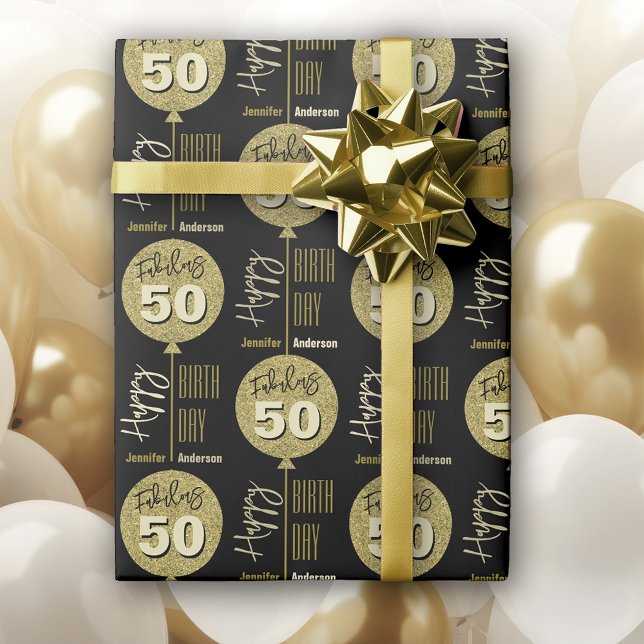 Fabulous 50 Guld Birthday Presentpapper (Skapare uppladdad)