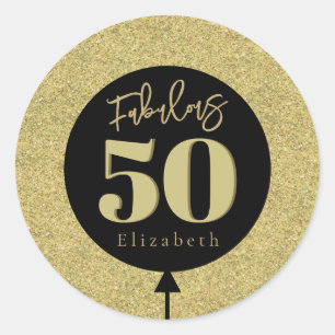 Fabulous 50 Guld Birthday Runt Klistermärke