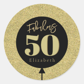Fabulous 50 Guld Birthday Runt Klistermärke