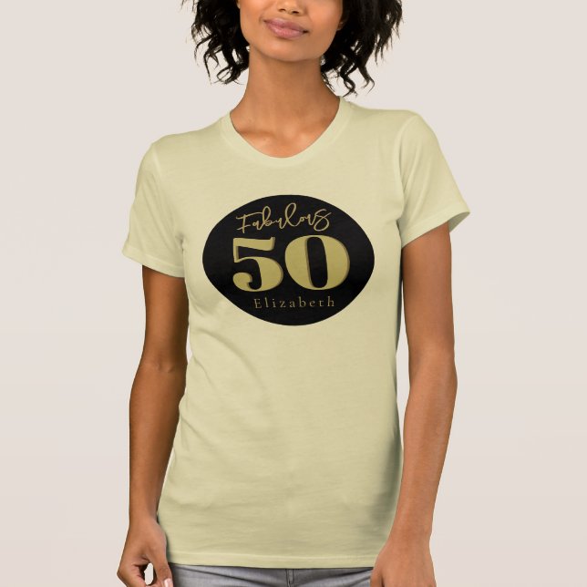 Fabulous 50 Guld Birthday T Shirt (Framsida)