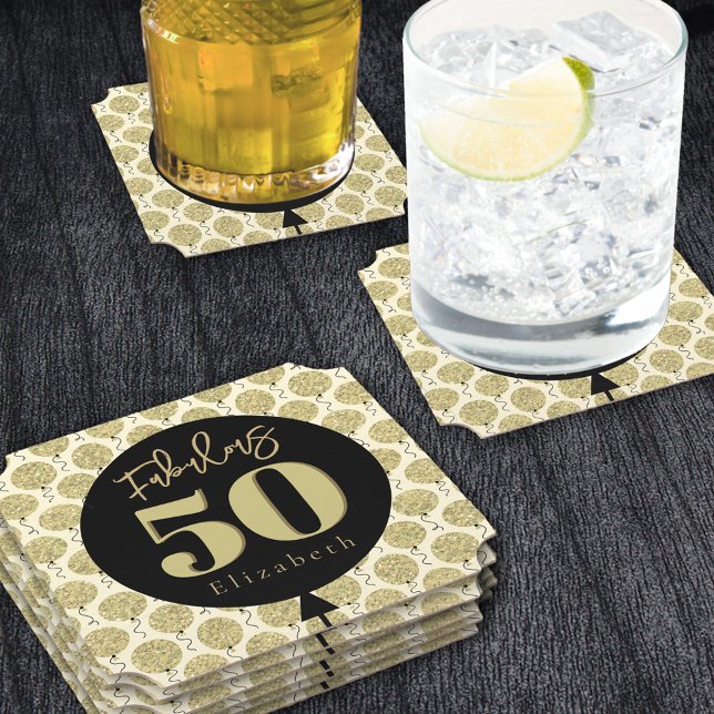 Fabulous 50 Guld Birthday Underlägg Papper (Skapare uppladdad)