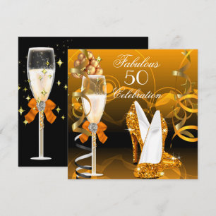 Fabulous 50-guld orange födelsedagsfest inbjudningar