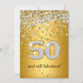 Fabulous 50 Guld Silver Streamers 50:e födelsedage Inbjudningar