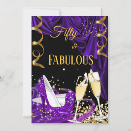 Fabulous 50 Lila Champagne Heels Födelsedagsfest Inbjudningar