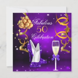 Fabulous 50 Lila Guld Heels Champagne Party Inbjudningar