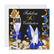 Fabulous 50 Royal Blue Black Guld Födelsedagsfest