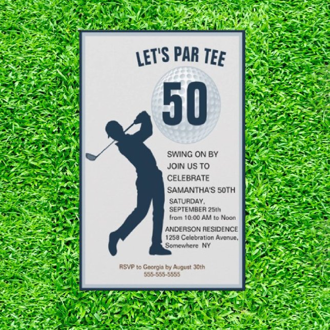 Fabulous 50th Navy Man Golfer Birthday Inbjudningar (Tee off the Perfect Par-tee for Dad!)