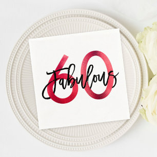 Fabulous 60:e Chic Red Modern Elegant Birthday Pappersservett
