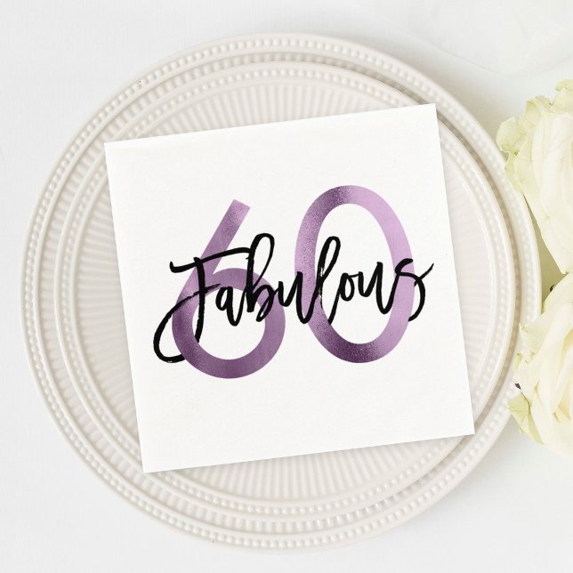 Fabulous 60:e | Lila Lilac Elegant Birthday Pappersservett (Skapare uppladdad)